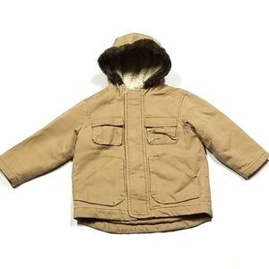 Old Navy Jacket Boys Size 24 Months 2T Carmel Front Pockets Lined Hood Full Zip